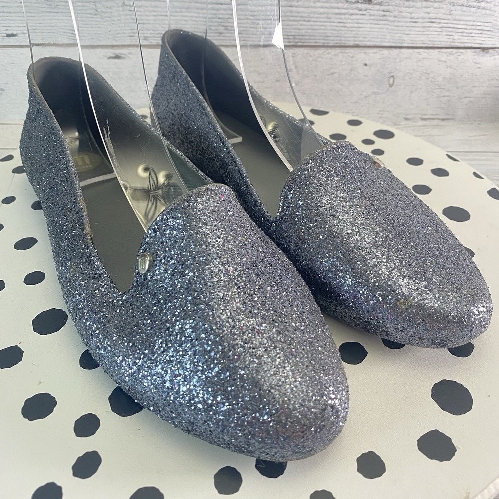 Melissa Virtue Loafers Womens 9 Blue Gray Sparkle Jelly Glitter Party Glam Fun